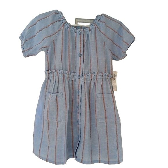 Old Navy Gap Dress Toddler Girls Fit & Flare Puff Sleeve Striped Red & Blue - Picture 5 of 10
